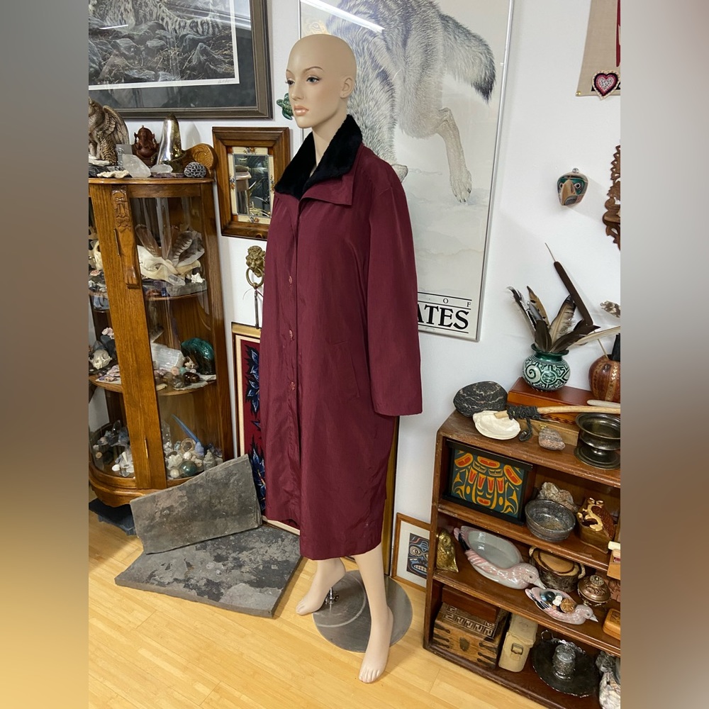 Burgundy Wine Red Collared Coat